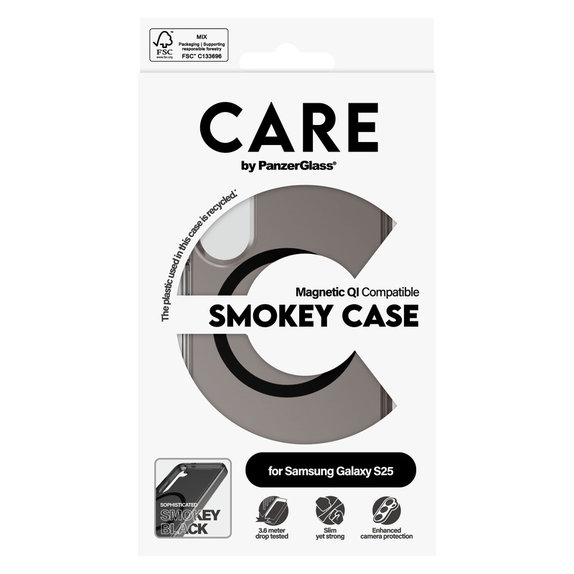 Tok Smokey fekete QI-val Samsung Galaxy S25 készülékhez, Fekete, PanzerGlass