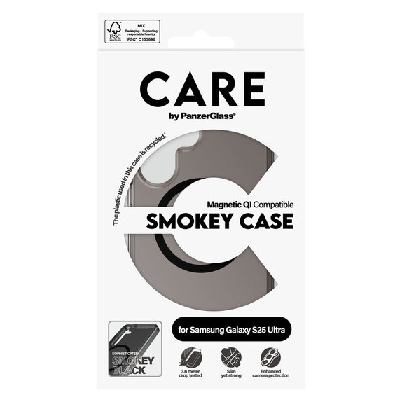 Tok Smokey fekete QI-val Samsung Galaxy S25 Ultra készülékhez, Fekete, PanzerGlass