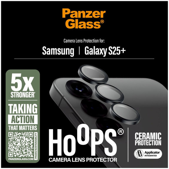 Objektívlencse védő Hoops Ceramic Samsung S25+, Fekete, PanzerGlass
