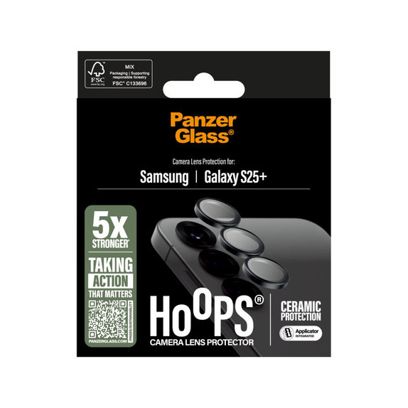 Objektívlencse védő Hoops Ceramic Samsung S25+, Fekete, PanzerGlass
