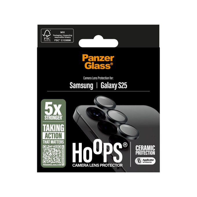 Hoops Ceramic Kameralencse-védő Samsung S25 készülékhez, Fekete, PanzerGlass