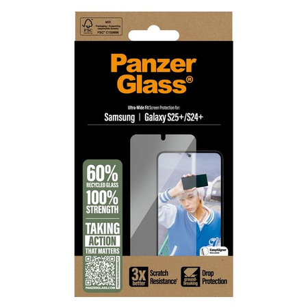 PanzerGlass - Edzett Üveg UWF az applikátorral - Samsung Galaxy S25+, transparent