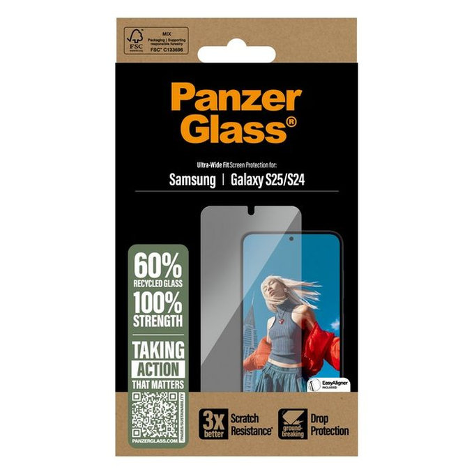 PanzerGlass - Edzett Üveg UWF az applikátorral - Samsung Galaxy S25, transparent
