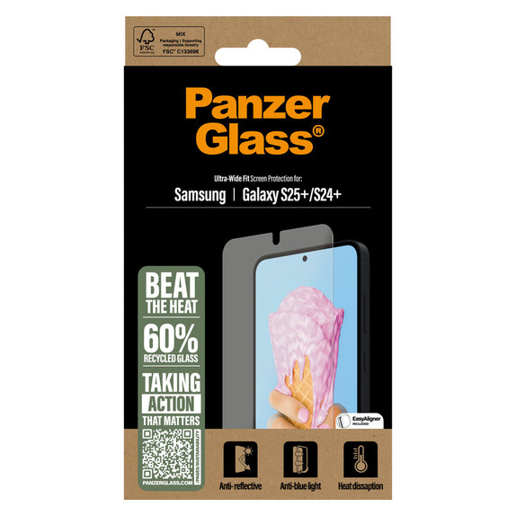 Edzett üveg UWF All-in-One applikátorral Samsung Galaxy S25+ készülékhez, Átlátszó, PanzerGlass