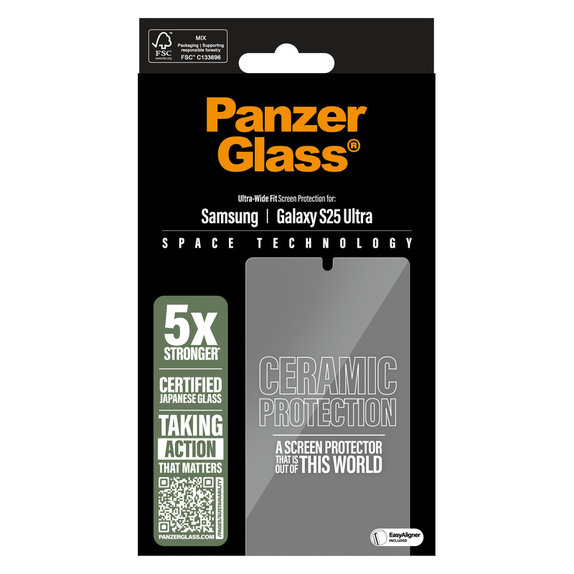 Edzett üveg UWF Ceramic applikátorral Samsung Galaxy S25 Ultra készülékhez, Átlátszó, PanzerGlass