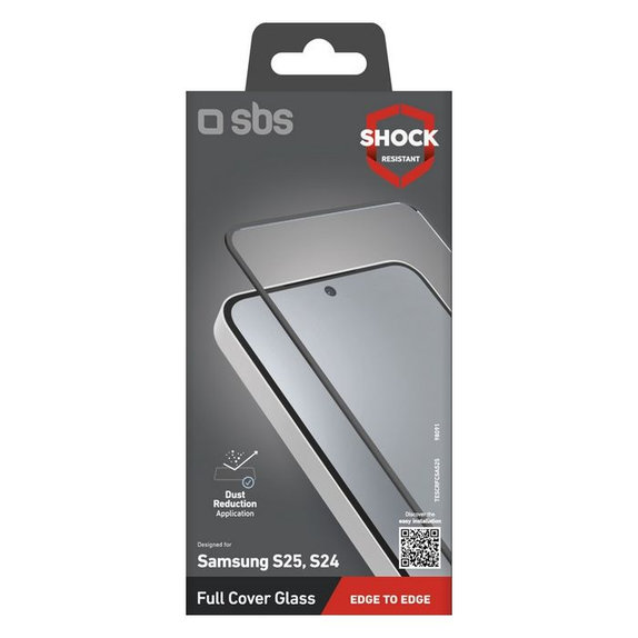 SBS - Edzett Üveg Full Cover - Samsung Galaxy S24 és S25, fekete