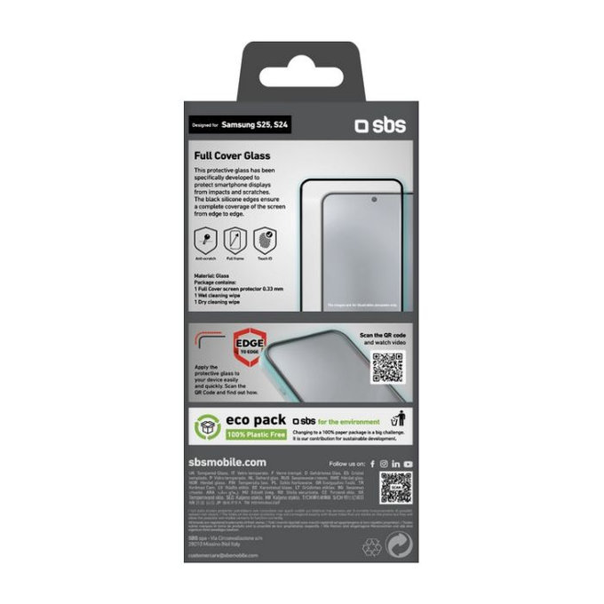 SBS - Edzett Üveg Full Cover - Samsung Galaxy S24 és S25, fekete