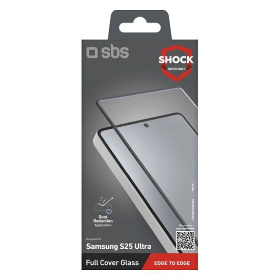 SBS - Edzett Üveg Full Cover - Samsung Galaxy S25 Ultra, fekete
