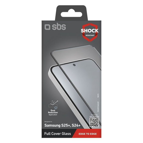SBS - Edzett Üveg Full Cover - Samsung Galaxy S24+ és S25+, fekete