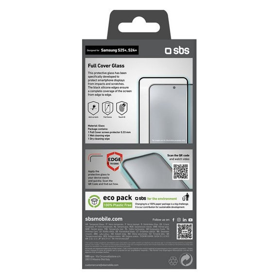 SBS - Edzett Üveg Full Cover - Samsung Galaxy S24+ és S25+, fekete