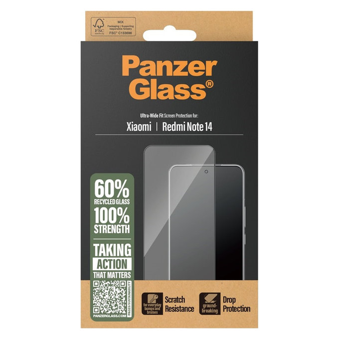 Edzett üveg UWF Xiaomi Redmi Note 14 készülékhez, Fekete, PanzerGlass