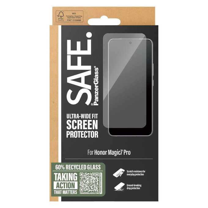 Edzett üveg UWF Honor Magic7 Pro készülékhez, Fekete, SAFE by PanzerGlass