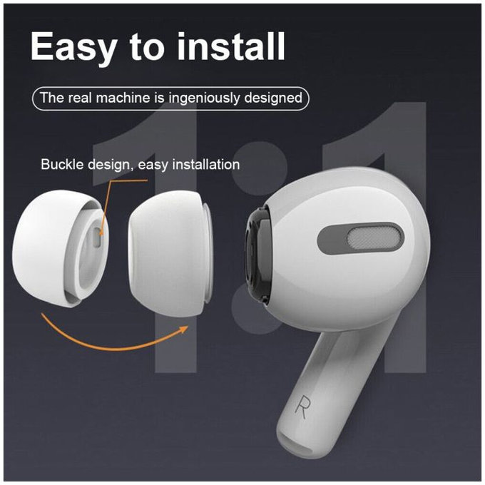 FixPremium - Cserélhető gumiszalagok - AirPods Pro - Készlet 3db (L, S, XS), fehér