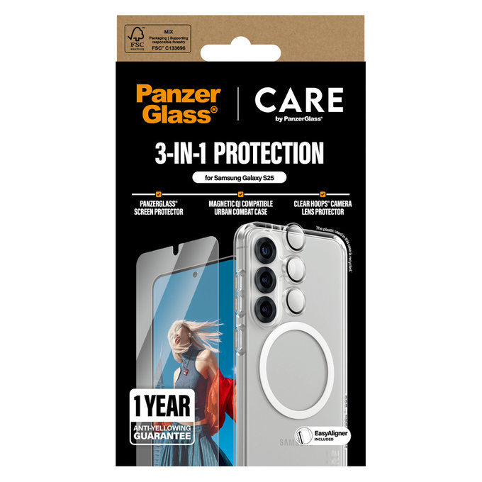 Bundle 3 az 1-ben Samsung Galaxy S25 készülékhez, PanzerGlass
