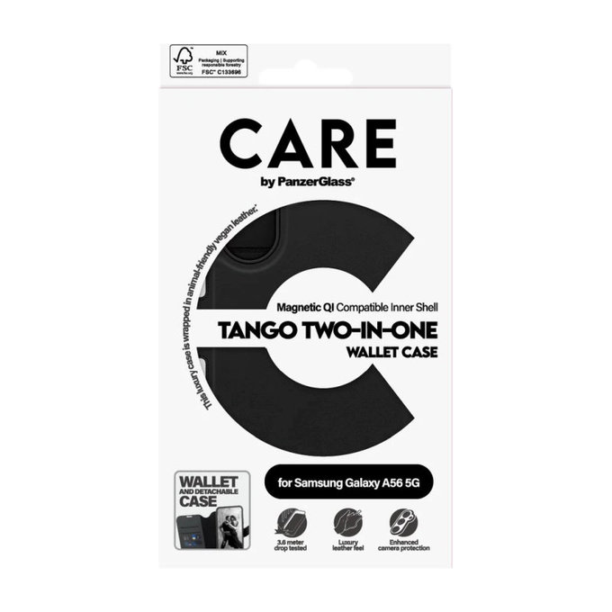 Tok Wallet Tango Two-In-One - Samsung A56 5G, fekete, PanzerGlass