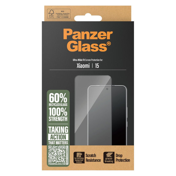 Edzett üveg UWF Xiaomi 15 készülékhez, Fekete, PanzerGlass