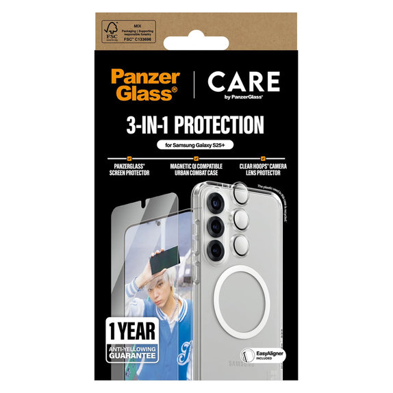 Bundle 3 az 1-ben Samsung Galaxy S25+ készülékhez, PanzerGlass