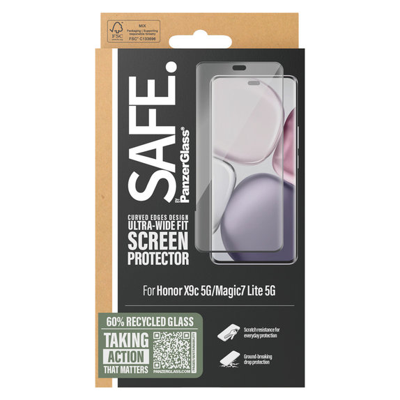 Edzett üveg UWF Honor X9c 5G/Magic7 Lite 5G készülékhez, Fekete, SAFE by PanzerGlass