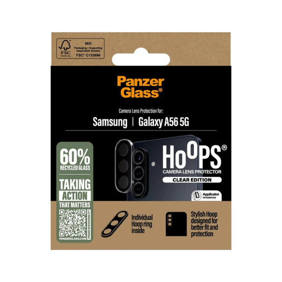 Hoops Kameralencse-védő Samsung A56 5G készülékhez, Átlátszó, PanzerGlass