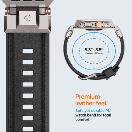 Spigen - Szíj Durapro Armor PU Apple Watch (42, 44, 45, 49mm), fekete