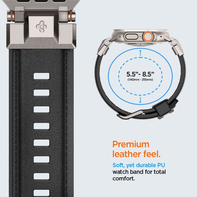 Spigen - Szíj Durapro Armor PU Apple Watch (42, 44, 45, 49mm), fekete