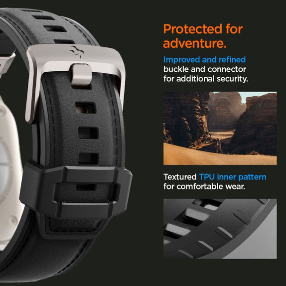 Spigen - Szíj Durapro Armor PU Apple Watch (42, 44, 45, 49mm), fekete