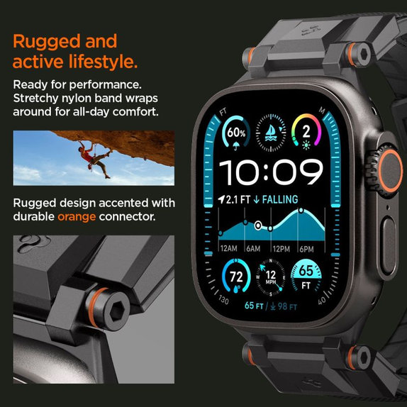 Spigen - Szíj Durapro Armor Apple Watch (42, 44, 45, 49mm), Black Edition