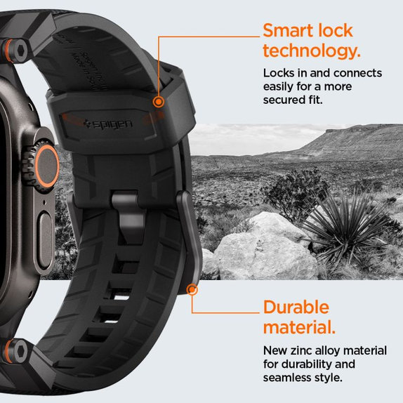 Spigen - Szíj Durapro Armor Apple Watch (42, 44, 45, 49mm), Black Edition