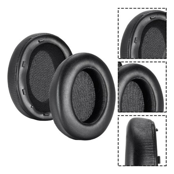 Csere fülpárnák Sony WH-XB910N fejhallgatóhoz, Memóriahab + PU bőr, Fekete, 1 pár