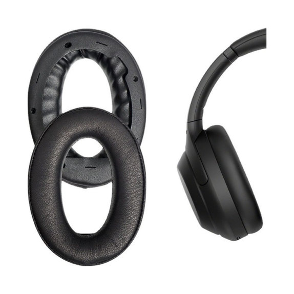 Csere fülpárnák Sony WH-1000XM4 fejhallgatóhoz, Memóriahab + PU bőr, Fekete, 1 pár