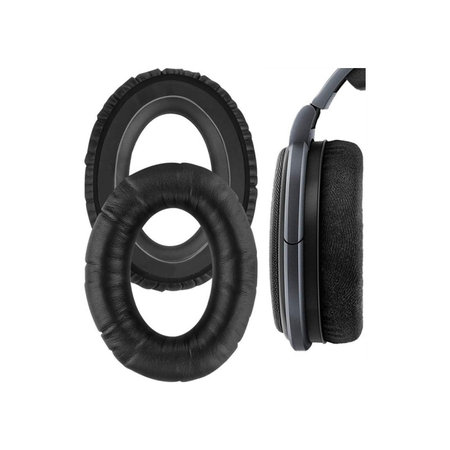 Csere fülpárnák Sennheiser HD650 fejhallgatóhoz, Memóriahab + PU bőr, Fekete, 1 pár