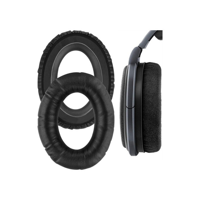 Csere fülpárnák Sennheiser HD650 fejhallgatóhoz, Memóriahab + PU bőr, Fekete, 1 pár