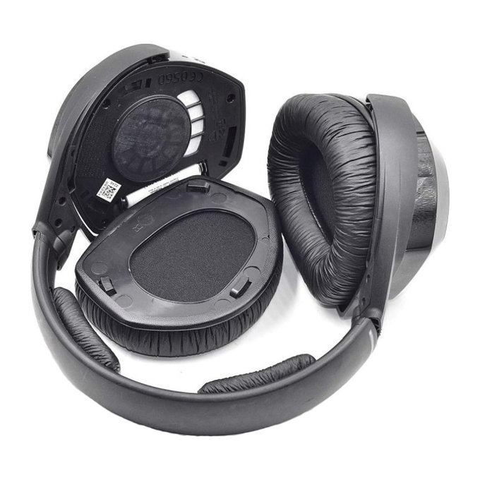 Csere fülpárnák Sennheiser HDR175, RS175 fejhallgatóhoz, Memóriahab + PU bőr, Fekete, 1 pár