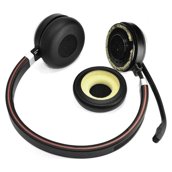 Csere fülpárnák Jabra Evolve 20, 30, 40 fejhallgatóhoz, PU bőr, Fekete, 1 pár
