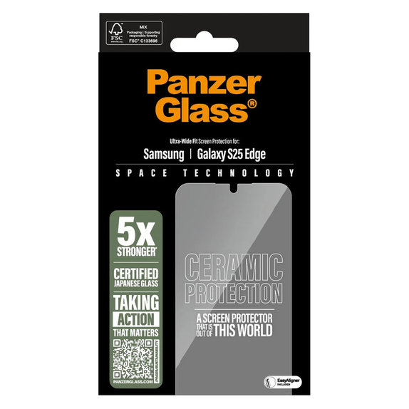 Edzett üveg UWF Ceramic applikátorral Samsung Galaxy S25 Edge készülékhez, Átlátszó, PanzerGlass