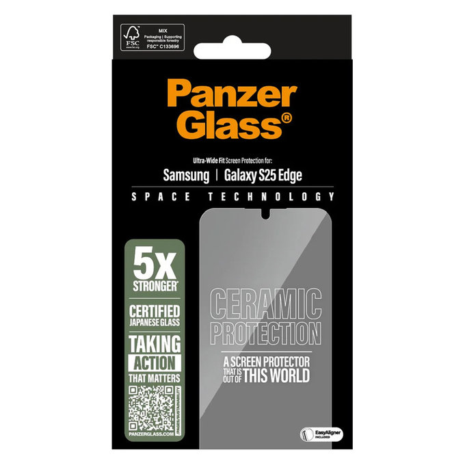 Edzett üveg UWF Ceramic applikátorral Samsung Galaxy S25 Edge készülékhez, Átlátszó, PanzerGlass