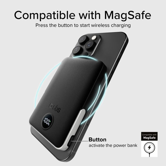 SBS - PowerBank 5000mAh, 20W, Power Delivery, Mag Stand, fekete
