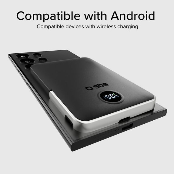 SBS - PowerBank 5000mAh, 20W, Power Delivery, Mag Stand, fekete