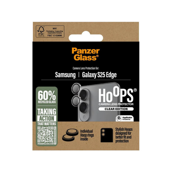 Hoops Kameralencse-védő Samsung S25 Edge készülékhez, Átlátszó, PanzerGlass