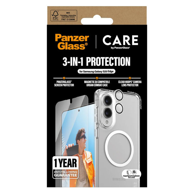 Bundle 3 az 1-ben Samsung Galaxy S25 Edge készülékhez, PanzerGlass