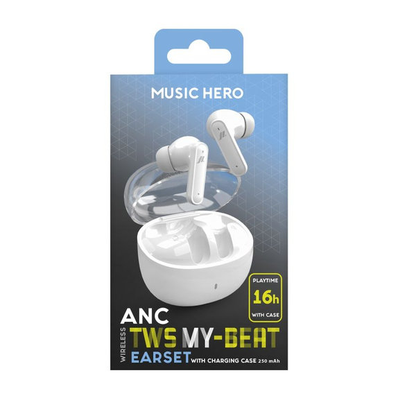 Music Hero - Vezeték nélküli fülhallgató TWS MY-BEAT, fehér