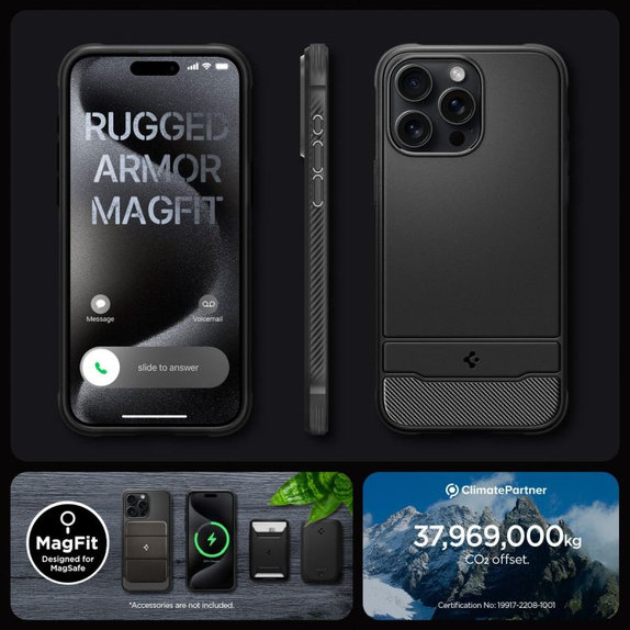 Spigen - Tok Rugged Armor MagSafe iPhone 15 Pro Max, Matte Black