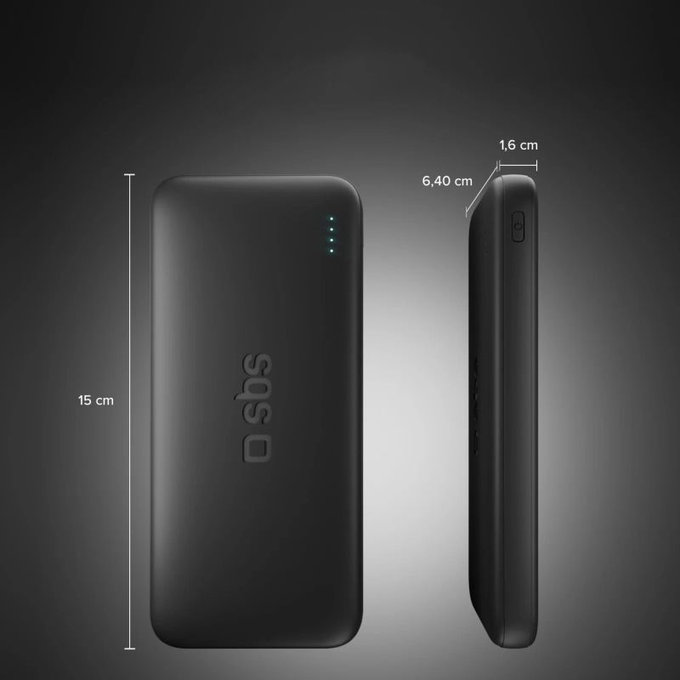 SBS - PowerBank 10000mAh, 10W, Infinity, LiFePO4, USB-C/USB-A, fekete