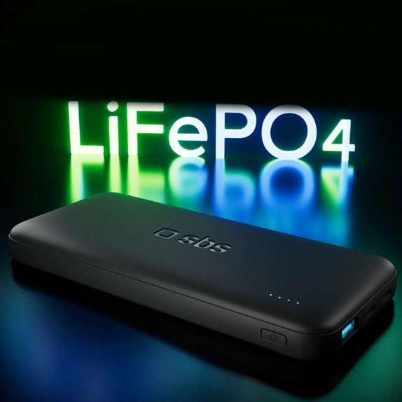 SBS - PowerBank 10000mAh, 10W, Infinity, LiFePO4, USB-C/USB-A, fekete