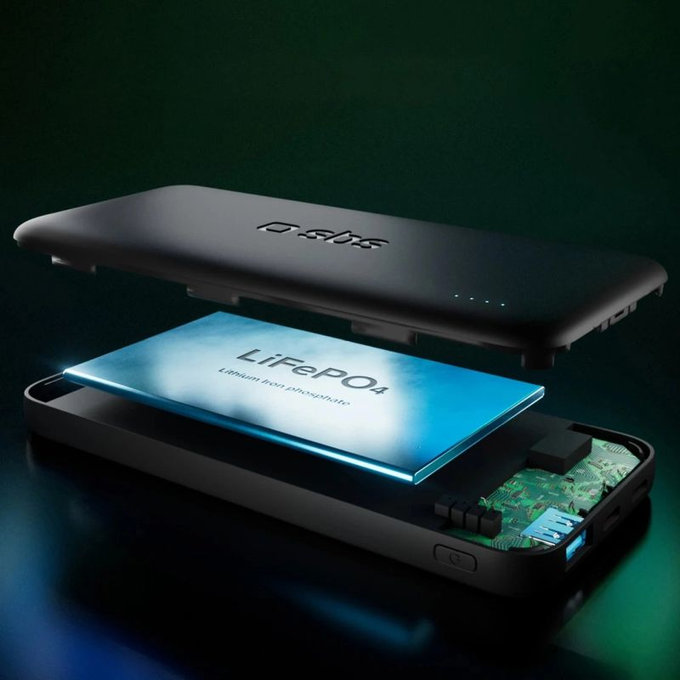 SBS - PowerBank 10000mAh, 10W, Infinity, LiFePO4, USB-C/USB-A, fekete