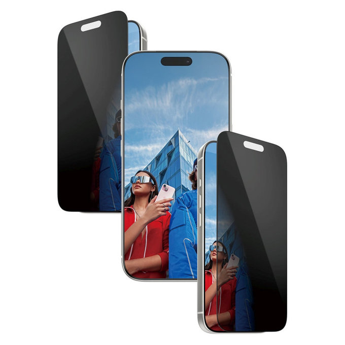 UWF 2-Way Privacy edzett üveg applikátorral iPhone 17 Pro készülékhez, Fekete, PanzerGlass