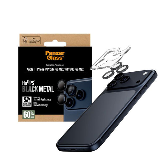 PanzerGlass - Objektívlencse védő Hoops iPhone 17 Pro Max/17 Pro/16 Pro Max/16 Pro, fekete