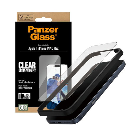 PanzerGlass - UWF edzett üveg aplikátorral iPhone 17 Pro Max, fekete