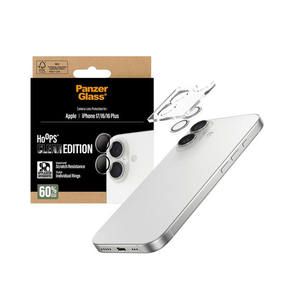 PanzerGlass - Kameralencse Védőburkolat Hoops iPhone 16, 16 Plus, 17, átlátszó