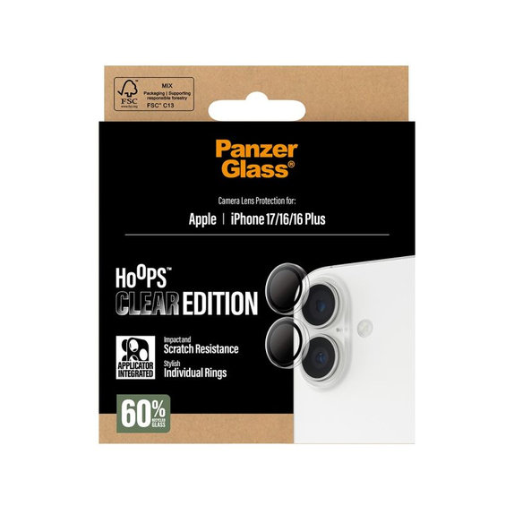 PanzerGlass - Kameralencse Védőburkolat Hoops iPhone 16, 16 Plus, 17, átlátszó